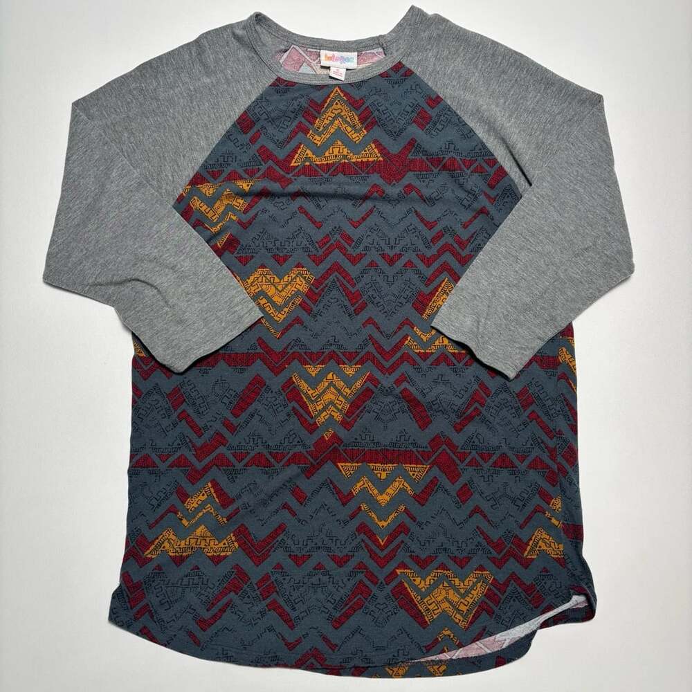 LuLaRoe Irma Tunic Size Small Aztec Chevron Gray